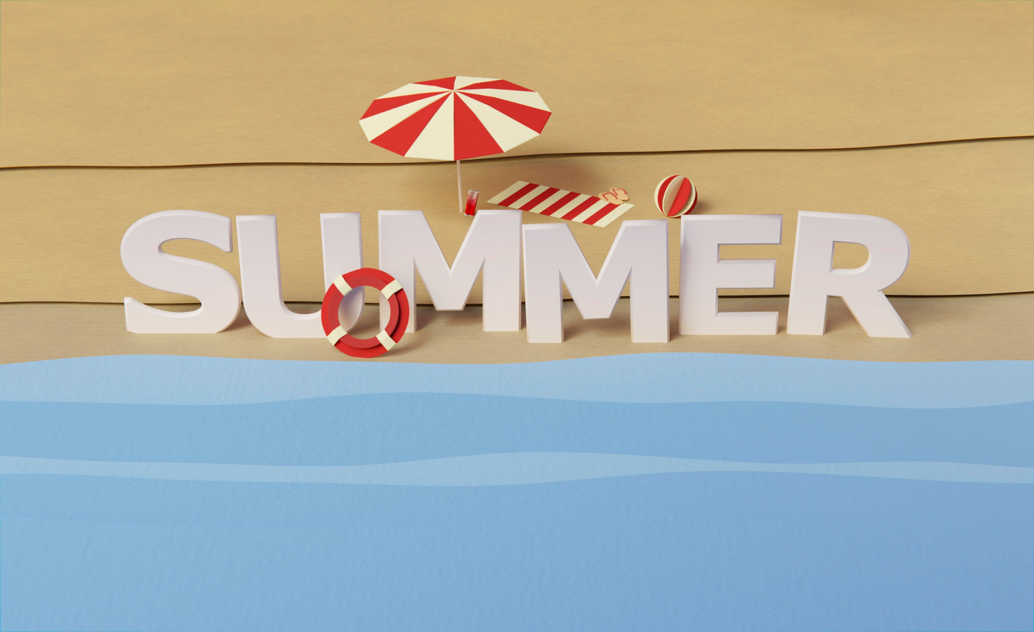 An assortment of summer still life elements
