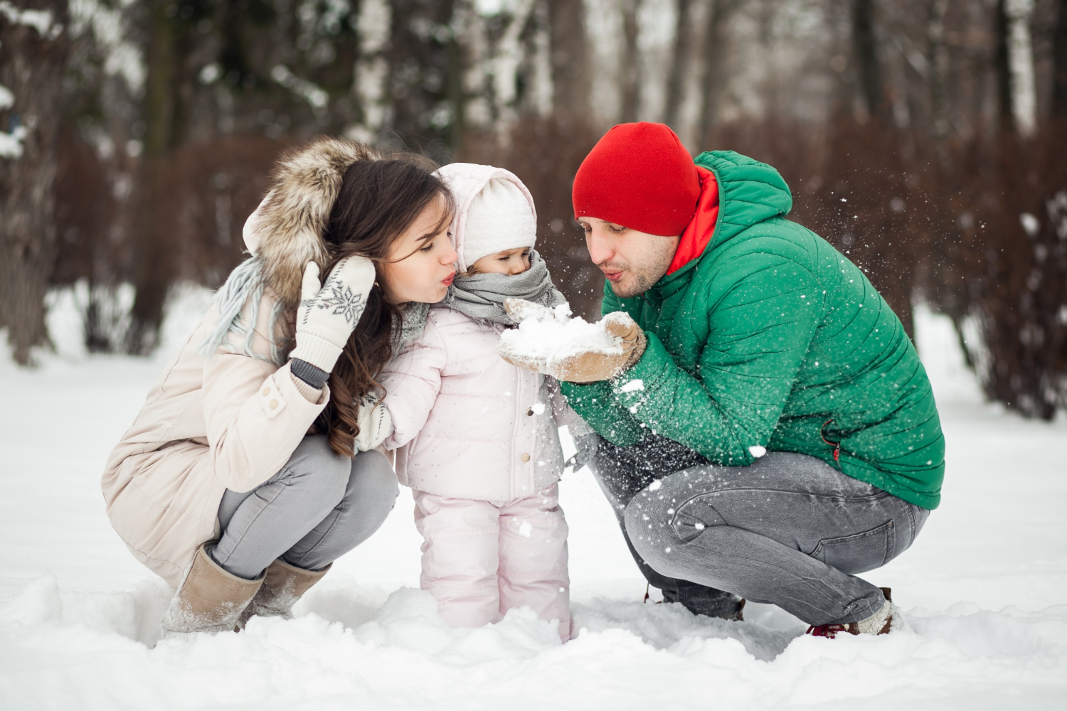 Family enjoying a walk outdoors in nature